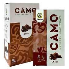 Camo Wraps Natural Leaf CHOCOLATE Herbal Rolling Wraps (Full Box of 25 Pouches) picture