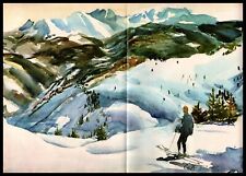 1969 Bowls At Vail Colorado Ski Resort Watercolor Cecile Johnson 2-Page Print Ad picture