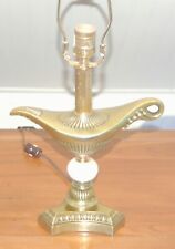 BRASS ALADDIN Lamp Neo-Classical HOLLYWOOD Regency Gold Marble Alabaster Oil picture