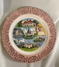 Vintage Homer Laughlin Washington DC Souvenir Plate Pink Gold Rim Landmarks picture