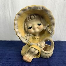 Vintage SETO CRAFT Ceramic Girl with Basket Figurine Made in Japan picture