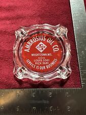 Vintage Glass Advertising Ashtray, Ambrosius Skelly Oil in Wrightstown, WI. picture