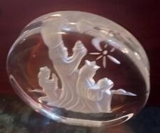 Danbury Mint Glass Clear Crystal Paper Weight Nativity 3 Kings  Christmas 1980 picture