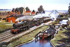 TRAINS RAILWAYS  LOCO LALLA ROOKH & DUNSTER CASTLE LITTLE BEDWYN MOUNTED PRINT picture