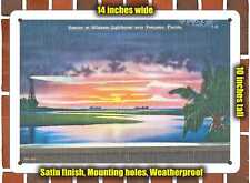 METAL SIGN - Florida Postcard - Sunrise at Hillsboro Lighthouse Near Pompano, F picture