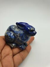Cute Handmade Natural Lapis Lazuli Stone Carving Rabbit Statue  picture