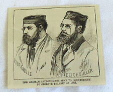 1883 small magazine engraving ~ Professors MULLE and DEICHMULLER, ASTRONOMERS picture