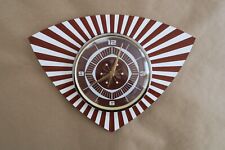Royale Mid-Century Wall Clock, Faux Wood+White, Battery, David Breese, NICE picture