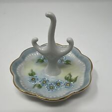 VTG Ring Holder Hand-Painted Jewelry Trinket Dish Signed Porcelain Floral picture