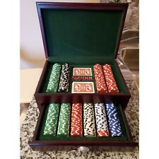 Vintage Howard Miller 500 Pcs Poker Chip Set W Wood Box picture