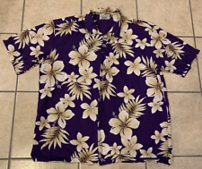 Men's XL Pacific Legend Purple Floral Hawaiian Shirt 100% Cotton USA MADE picture