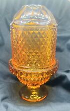 Vintage Viking Glass Diamond Point Amber Fairy Lamp picture