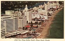 Postcard FL Miami Beach Hotel Row along Golden Sands 1955 Vintage PC J2629 picture