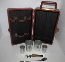 Vintage The Original Trav-L-Bar by Ever-Wear with Key Brown Case 2 Bottle Bar picture