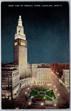 Cleveland OH 1941 postcard night view of Terminal Tower picture