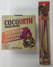 CocoUrth 100Pcs Natural Coconut Hookah Charcoal Coal MINI CUBES 1kg + SUPER TONG picture