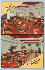 Postcard Washington DC Sholl's Cafeteria Dualview Interior Vintage Linen N12 picture