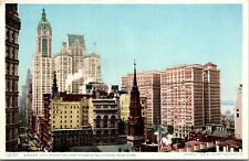 VINTAGE POSTCARD SINGER CITY INVESTING AND HUDSON BUILDINGS NEW YORK CITY c 1920 picture