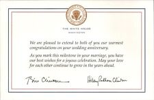 1990s PRESIDENT BILL CLINTON wedding congratulations card PRINTED AUTOGRAPH picture