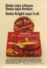 1971 SWISS KNIGHT Cheese Fondue Switzerland Party Appetizer Vintage Print Ad picture