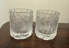 2 Whisky Old Fashioned Vintage Glasses Hoya Japan Glacier Ice Bark Glass Iceberg picture