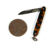 Vintage Eder Miniature Knife Czechoslovakia Folding Pocket Style Tortoise Color picture