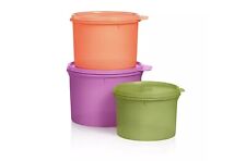 NEW Tupperware 3 pc Stacking Canister Set in Purple, Orange & Green picture