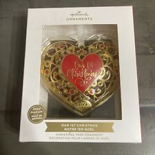 Hallmark Ornaments Our 1st Christmas 2022 Golden Heart Christmas Tree Ornament picture