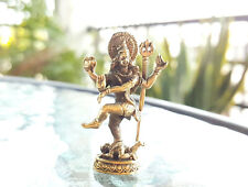 Hindu God Shiva Siva Dancing Nataraja Statue Metal Brass Golden Worship Tiny picture