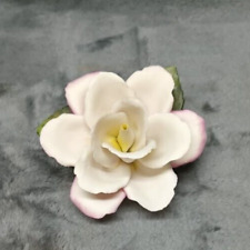 NAPOLEON Capodimonte Single Blush Pink Rose Bisque Porcelain Figurine Leaf 5” picture
