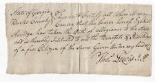 Manuscript Oath of Loyalty State of Georgia  1790s Burke Co. Thomas Lewis JP picture