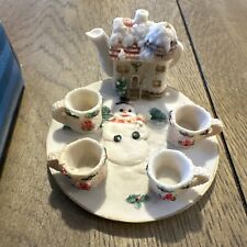 Vintage miniature tea set Christmas cottage C&F Enterprises #48437 picture