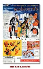 THE 1950'S WOOLWORTH'S HALLOWEEN COSTUMES & CANDY OLD AD MAGNET  3.5 X 5.5 