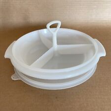 Tupperware Vintage Suzette Divided Tray #608 Small White, Sheer Seal Lid #229 picture