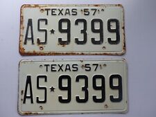 Used 1957 Texas Passenger Car License Plates PAIR # AS-9399 Rusty Patina picture