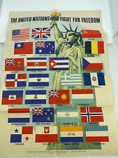VTG WWII Poster 'The United Nations Fight for Freedom' 1942 Statue Of Liberty picture