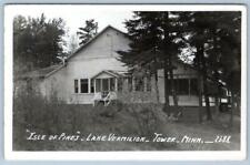 1952 RPPC ISLE OF PINES LAKE VERMILION TOWER MINNESOTA*HOUSE*CABIN*WOODS picture