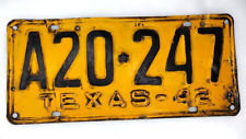 1942 Texas Wartime Vehicle License Plate School Bus Yellow w Blk A20*247 picture