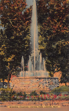 Lansing Michigan Ingham County Memorial Fountain Central Park Vtg Postcard CP341 picture