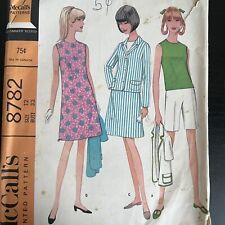 Vintage 1960s McCalls 8782 MCM Dress Jacket Skirt Shorts Sewing Pattern 12 CUT picture