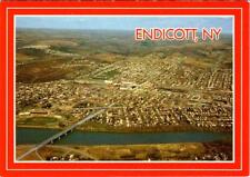 Endicott, NY New York  VILLAGE & BRIDGE Aerial View  BROOME COUNTY  4X6 Postcard picture
