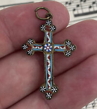 Small Antique Italian Micromosaic Micro Mosaic Cross / Crucifix c1900 picture