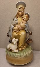 Vtg George Good Japan Virgin Mother & Baby Jesus Silent Night Music Box Figurine picture