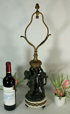Antique empire design spelter bronze putti cherubs Figurine lamp marble  picture