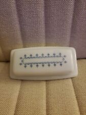 Vintage Pyrex Snowflake Garland Butter Dish in White & Blue picture