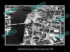 OLD 8x6 HISTORIC PHOTO OSHKOSH WISCONSIN AERIAL VIEW OF THE TOWN c1960 1 picture