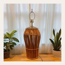 Stunning Mid Century Modern Bamboo Table Lamp Vintage 1960s MCM Wood Large Lamp picture