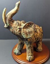 Antique Heavy Cast Iron Elephant Sculpture w/ Verdigris Great Patina 7.5
