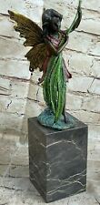 Bronze Sculpture, Hand Made Statue Fairy / Mythical Baby Angel On Rock Sale Deal picture