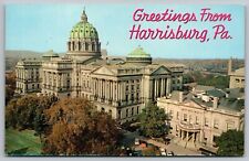 Greetings From Harrisburg PA Pennsylvania Main Capitol Bldg Postcard UNP VTG picture